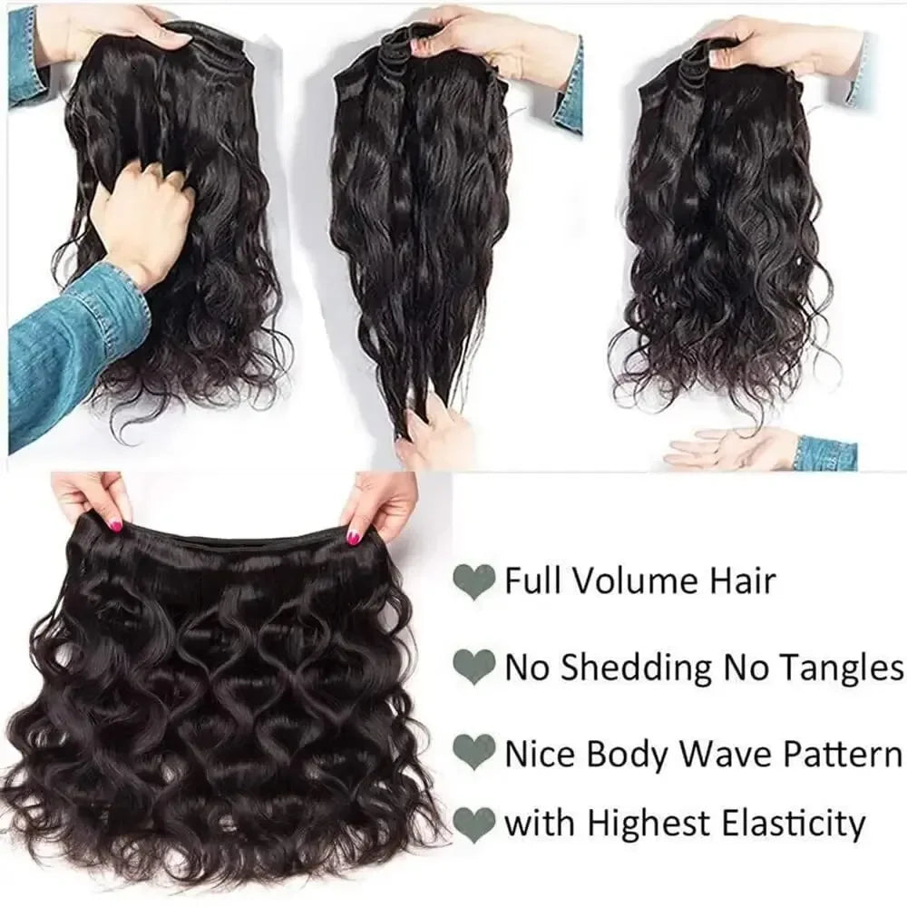38"–40" Loose Body Wave Brazilian Human Hair Bundles – 100% Raw Remy Hair (1/3/4 Pcs)